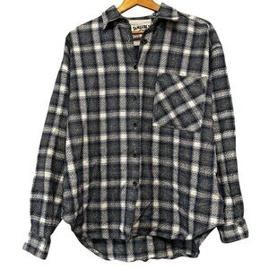 VTG Tangibles Blue Plaid Textured Knit Button Down Long Sleeve Shirt Large